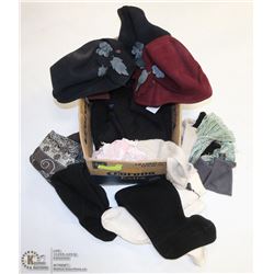BOX OF WOMENS  HATS, SCARVES AND MORE