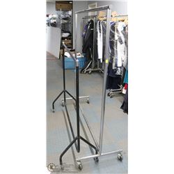 GROUP OF 2 ASSORTED CLOTHING RACKS
