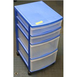 GRACIOUS LIVING 4 DRAWER ROLLING STORAGE CART.