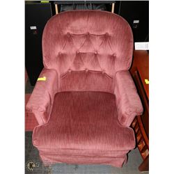 CLASSIC DUSTY ROSE FABRIC SWIVEL ROCKING CHAIR