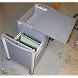 2 SHELF FILING CABINET ON CASTORS  - OPENS 2