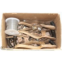 BOX OF WELDING GROUND CLAMPS AND WIRE