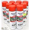Image 1 : GROUP OF 9 CANS OF RUSTOLEUM ORANGE MARKING PAINT