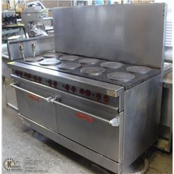 10 BURNER VULCAN ELECTRIC STOVE W/ 2-DOOR OVEN