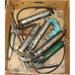 LARGE FLAT OF ASSORTED GREASE GUNS INCL ONE AIR &