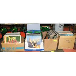 4 BOXES OF ASSORTED RECORDS.