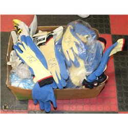 BOX OF ASSORTED GLOVES INCL LEATHER, ANSELL AND