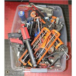 TOTE WITH MANY ASSORTED CAULKING GUNS