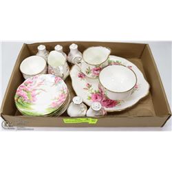 TRAY OF ROYAL ALBERT AMERICAN BEAUTY AND BLOSSOM