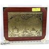 Image 1 : MEDIEVAL WORLD PLAQUE (BRONZE & WOOD) 13"X11".