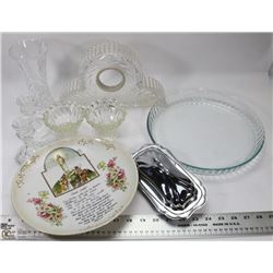 FLAT WITH ASSORTED CRYSTAL , CUT GLASS SILVER TONE