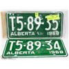 Image 1 : 2 CONSECUTIVE 1968 ALBERTA LICENSE PLATES.