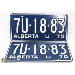 PAIR OF 1970 ALBERTA LICENSE PLATES.