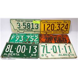 LOT OF 6 ASSORTED COLLECTIBLE LICENSE PLATES