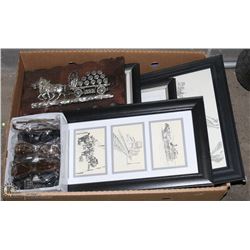 BOX OF VINTAGE PICTURES SOLD WITH BOX OF