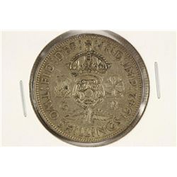 1942 GREAT BRITAIN SILVER 2 SHILLINGS .1818 OZ.ASW
