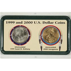1999 UNC SBA DOLLAR & 2000 UNC SACAGAWEA DOLLAR