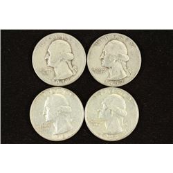 1948-D,52-D,61 & 64 WASHINGTON SILVER QUARTERS