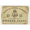 Image 1 : 1863 STATE OF SOUTH CAROLINA 15 CENT OBSOLETE BANK