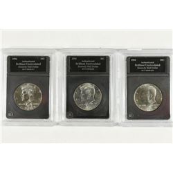 1984,91 & 96 BRILLIANT UNC KENNEDY HALF DOLLARS