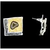 Image 2 : Hand Painted Square Earrings - Rhodium Plated