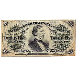 1863 25 Cents Third Issue Fractional Note