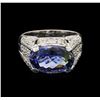 Image 2 : 6.48 ctw Tanzanite and Diamond Ring - 14KT White Gold