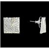 Image 2 : Square Matte Earrings - Rhodium Plated