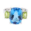 Image 2 : 10.16 ctw Blue Topaz and Peridot Ring - 14KT White Gold