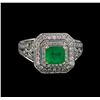 Image 2 : 14KT White Gold 0.83 ctw Emerald and Diamond Ring