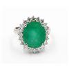 Certified 6.91 Carat Natural Oval Cut Emerald Diamond Wedding Engagement Ring in