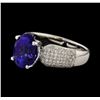 3.82 ctw Tanzanite and Diamond Ring - 18KT White Gold