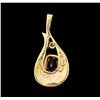 Image 2 : 1.70 ctw Amethyst and Diamond Pendant - 14KT Yellow Gold