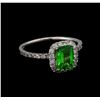 1.31 ctw Tsavorite and Diamond Ring - 14KT White Gold