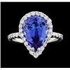 Image 2 : 4.07 ctw Tanzanite and Diamond Ring - 14KT White Gold