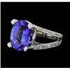7.37 ctw Tanzanite and Diamond Ring - 14KT White Gold
