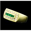 Image 1 : 0.32 ctw Emerald and Diamond Ring - 14KT Yellow Gold