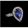4.03 ctw Tanzanite and Diamond Ring - 14KT White Gold