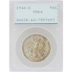 1946-D Walking Liberty Half Dollar Coin PCGS MS64 Green Rattler Holder