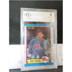 # 113 1989-90 Joe Sakic Rookie Card Graded 9 near mint / Beckett