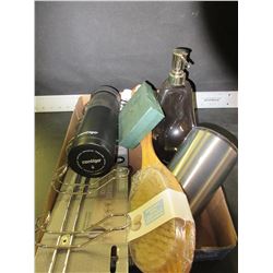 Flat full of miscellaneous items / 2 coffee mugs / coasters / shower brush