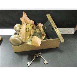 Old Vintage Corbin Front Door Set in Original Box with Skeleton Keys