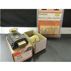 2 Original Vintage Door Locks / 1 Corbin Rim Night Latch wrinkle black &