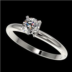 0.52 CTW Certified H-SI/I Quality Diamond Solitaire Engagement Ring 10K White Gold - REF-65F5N - 363