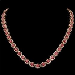 31.1 CTW Tourmaline & Diamond Halo Necklace 10K Rose Gold - REF-600K2W - 40419