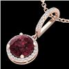 Image 1 : 2.75 CTW Garnet & Micro Pave VS/SI Diamond Necklace Designer Halo 14K Rose Gold - REF-46A2X - 23198