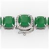 Image 1 : 46 CTW Emerald & Micro VS/SI Diamond Halo Designer Bracelet 14K White Gold - REF-290Y9K - 23305
