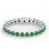 Image 2 : 46 CTW Emerald & Micro VS/SI Diamond Halo Designer Bracelet 14K White Gold - REF-290Y9K - 23305