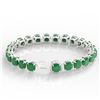 Image 4 : 46 CTW Emerald & Micro VS/SI Diamond Halo Designer Bracelet 14K White Gold - REF-290Y9K - 23305