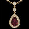Image 2 : 2.25 CTW Garnet & Micro VS/SI Diamond Necklace Designer 18K Yellow Gold - REF-45M5H - 23137